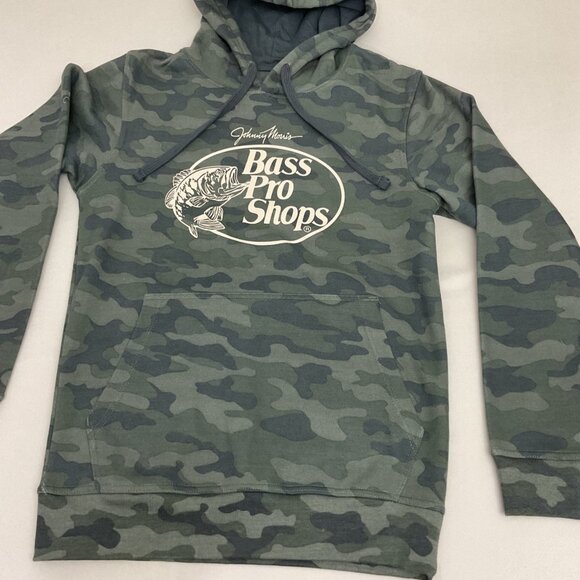 Bass Pro Shops Camouflage Hoodie XS Johnny Morris Logo Cotton Blend Unisex - Picture 5 of 9